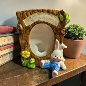 Vintage Enesco Bunny Planter Easter Rabbit Frog Floral Ceramic